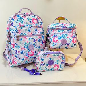 Combo Mochila Escolar 3 Peças Infantil com Lancheira e Estojo Impermeável